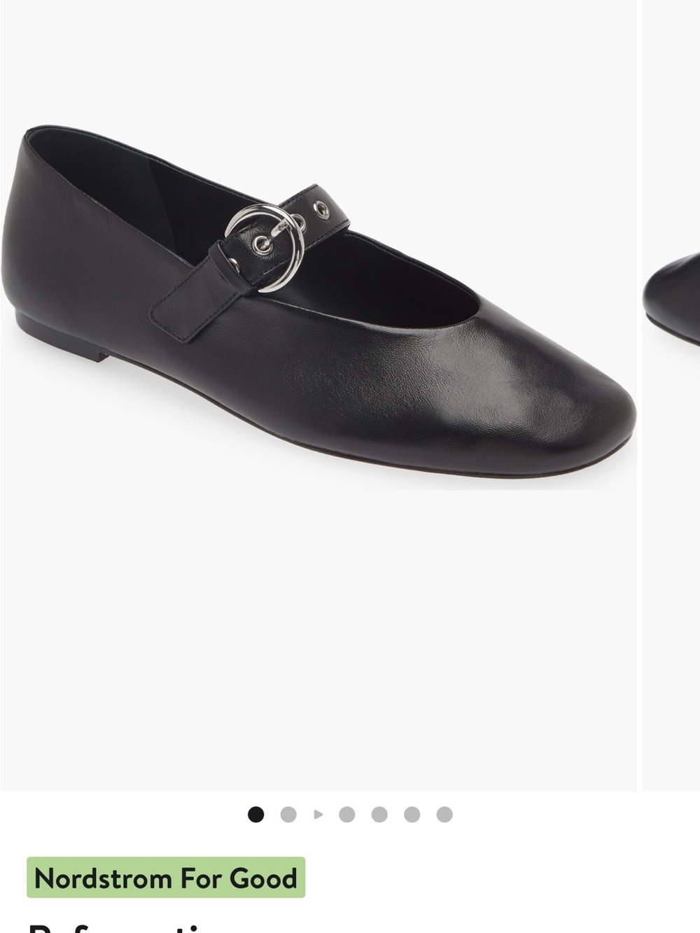 Reformation Black Mary Jane Strap Flats with Silver Buckle